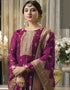 Trendy Traditional Party Wear Salwar Suit Purple Viscose Silk Pant Straight Close-up View
